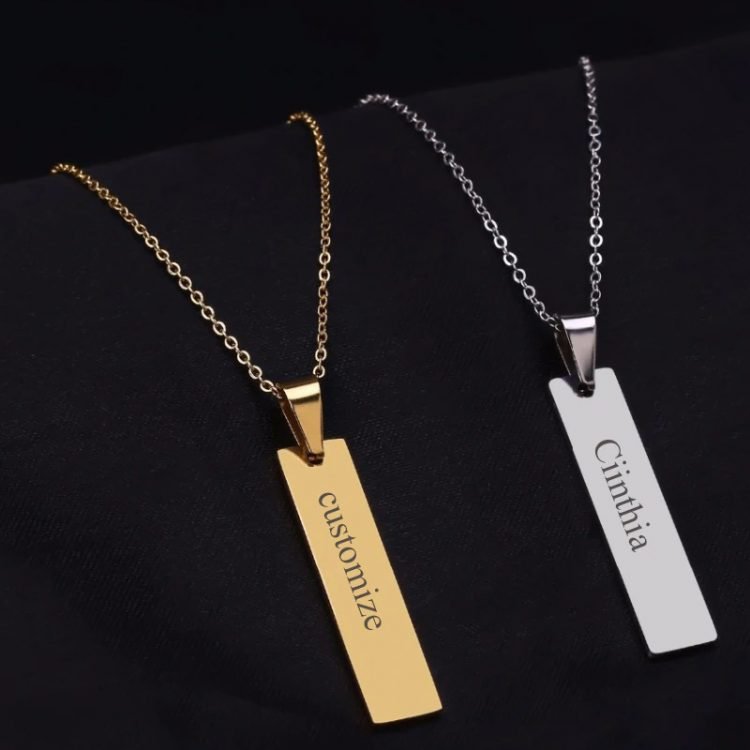 Engraved Bar Necklace