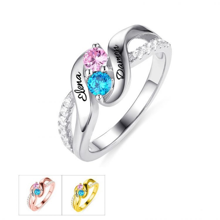 Couple Birthstones Ring