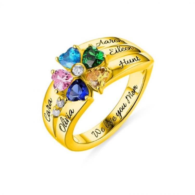 Birthstone Hearts Ring