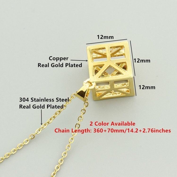 dimensions of minimalist 3d cube necklace pendant