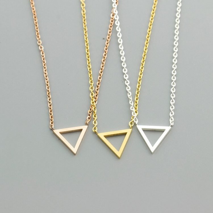 geometric triangle necklaces in gold silver rosegold colors