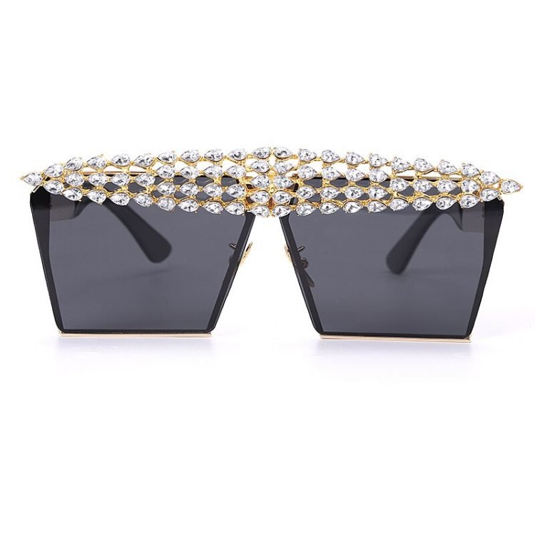 luxury fashion diamond rhinestones square sunglasses for women 2021 trendy fashion products sunglasses in black color