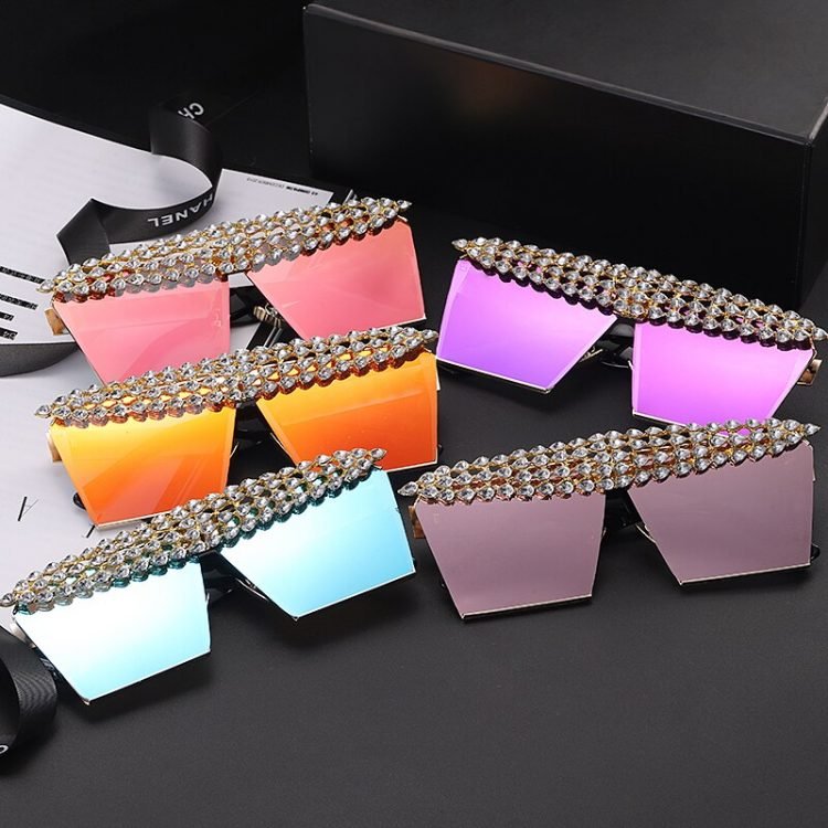 luxury fashion diamond rhinestones square sunglasses for women best trendy fashion products pair of sunglasses in multiple colors for women